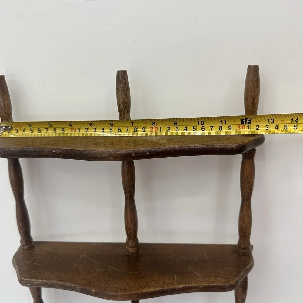 Vintage MCM French Country Spindle Shelf 3 Tier Wall Mount Wood 20
